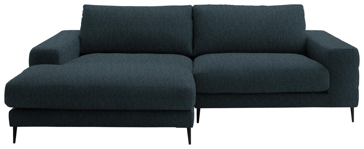 ECKSOFA in Flachgewebe Petrol  - Petrol/Schwarz, Design, Textil/Metall (177/253cm) - Dieter Knoll
