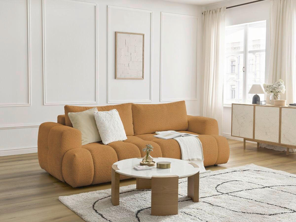 SCHLAFSOFA FUJI Bouclé Gelb  inkl.  - Gelb/Schwarz, MODERN, Kunststoff/Textil (251/113/88cm)