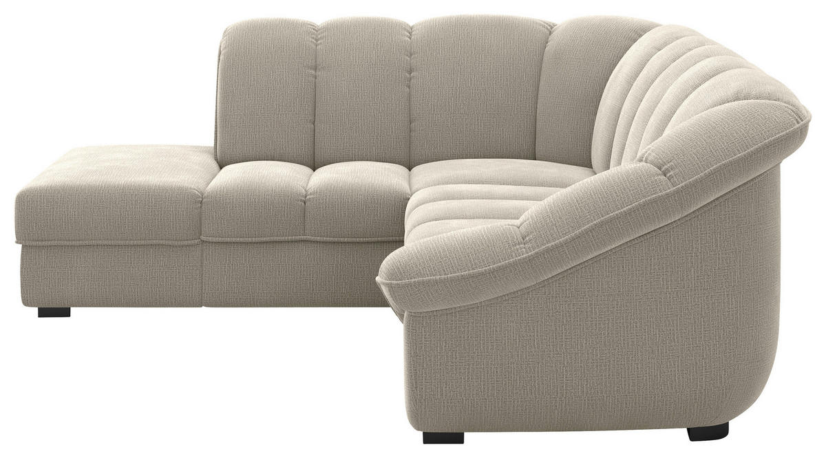 ECKSOFA Graubraun Chenille Bettkasten, Schlaffunktion, Rücken echt  - Graubraun/Schwarz, KONVENTIONELL, Kunststoff/Textil (222/260cm) - Welnova