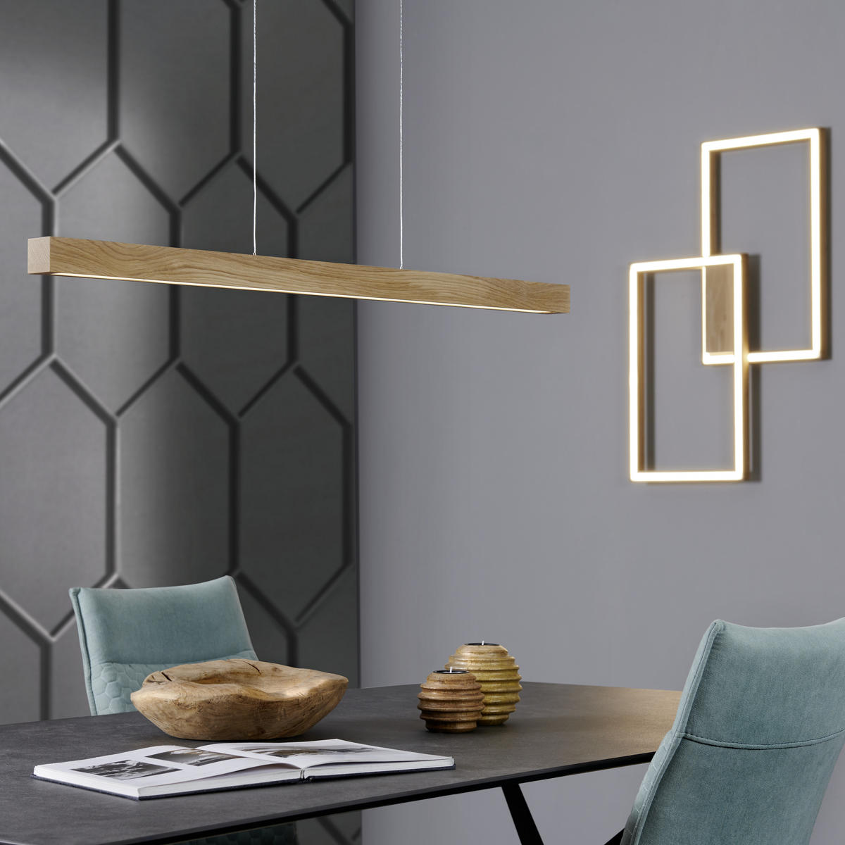 ZÁVESNÉ LED SVIETIDLO, 100/6/110 cm  - farba duba, Natur, drevo (100/6/110cm) - Dieter Knoll