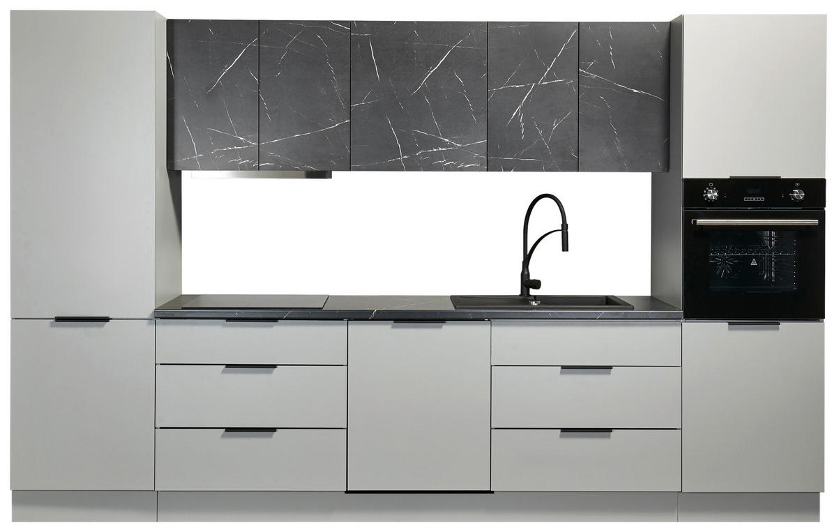 KÜCHENLEERBLOCK 340 cm   in Grau  - Schwarz/Grau, Design, Holzwerkstoff/Metall (340cm) - MID.YOU