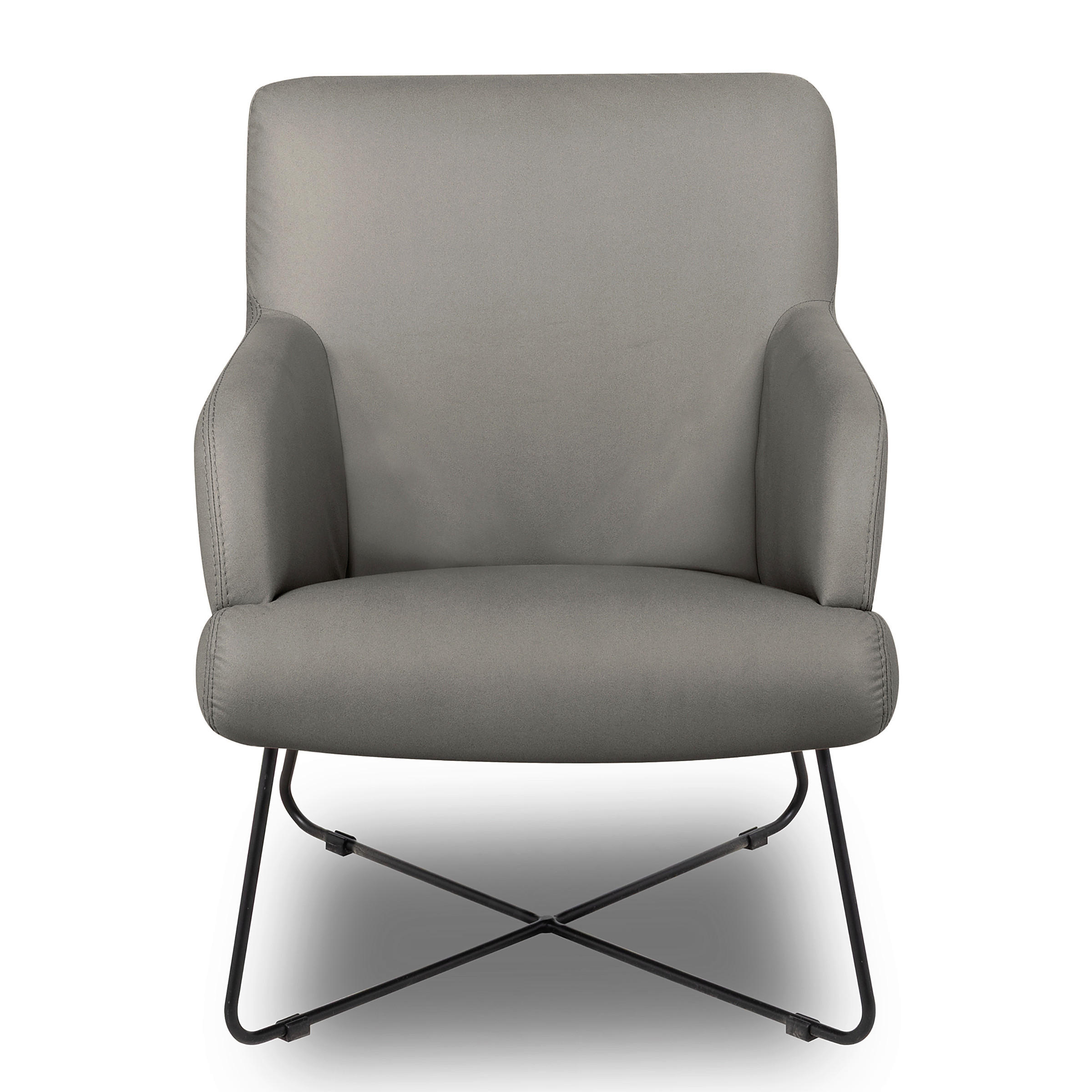 SESSEL in Lederlook Schieferfarben, Beige  - Schieferfarben/Beige, Design, Textil/Metall (67/87/74cm) - Livetastic