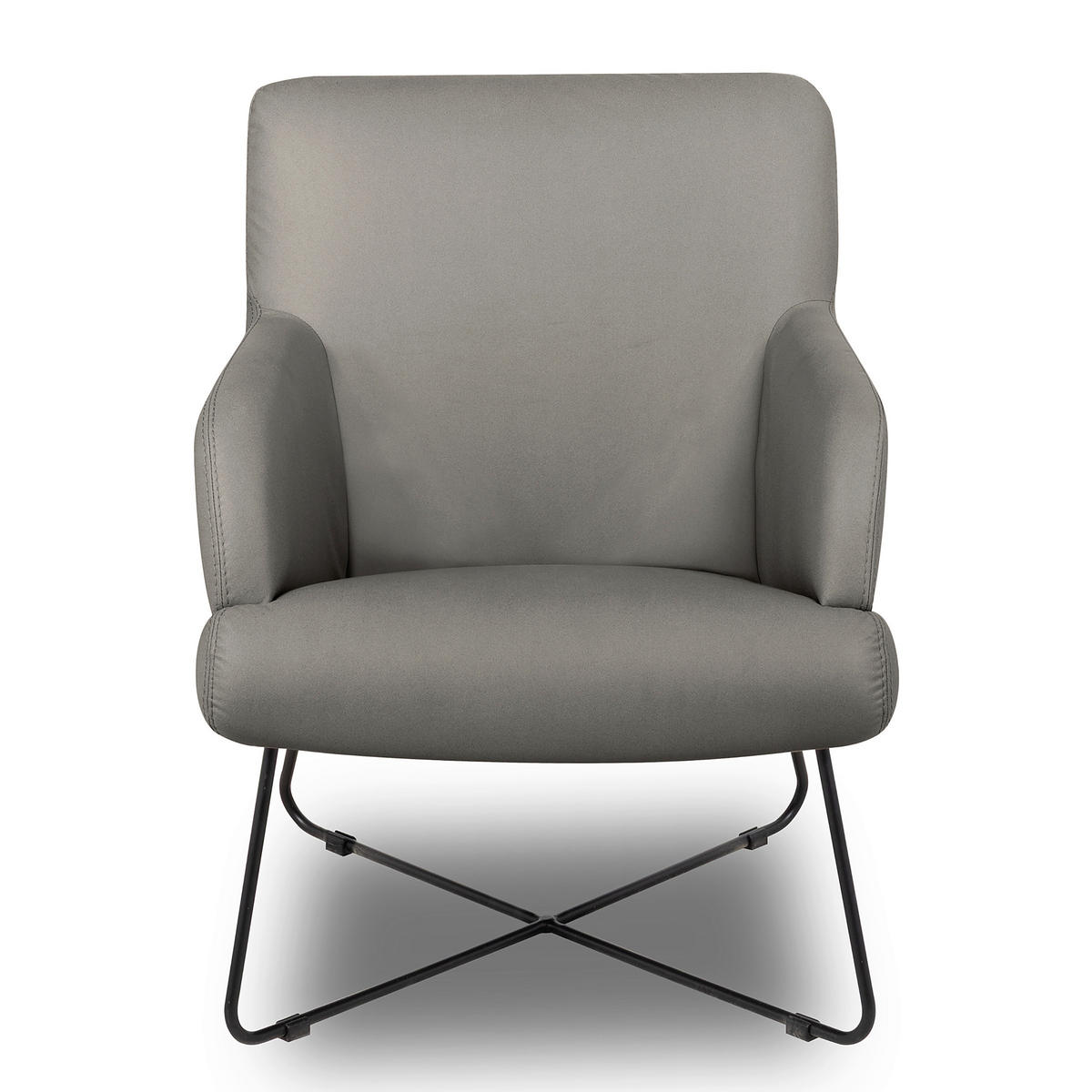 SESSEL in Lederlook Schieferfarben, Beige  - Schieferfarben/Beige, Design, Textil/Metall (67/87/74cm) - Livetastic