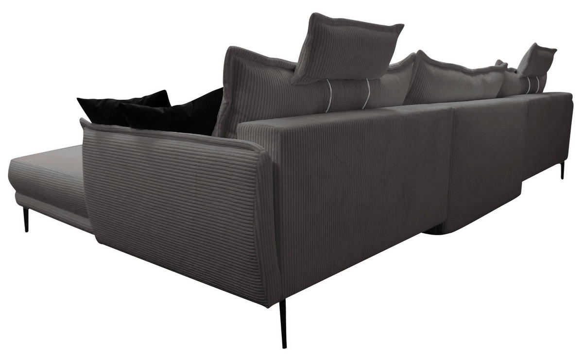 WOHNLANDSCHAFT NUOVO U Dunkelgrau Cord  - Dunkelgrau/Schwarz, Design, Textil/Metall (194/360/194cm) - MID.YOU