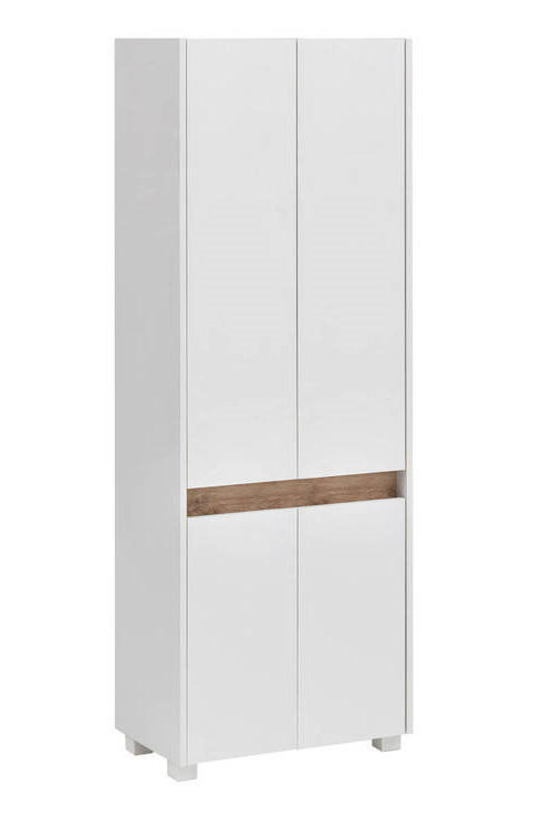 home24 Hochschrank Weiß, Eiche 56.9x164.5x33 cm