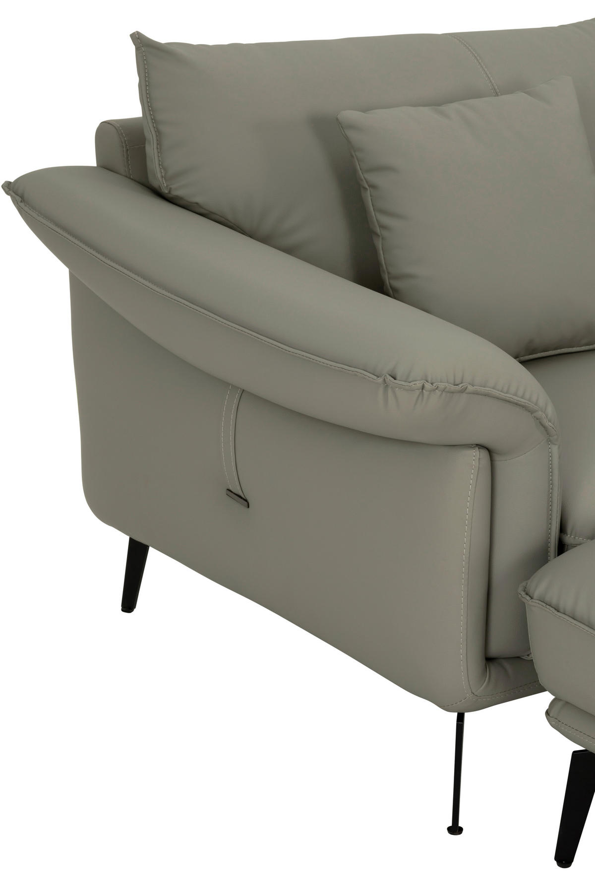 3-SITZER-SOFA inkl. Hocker Lederlook Taupe  - Taupe/Schwarz, Design, Textil/Metall (289/84/92cm) - MID.YOU
