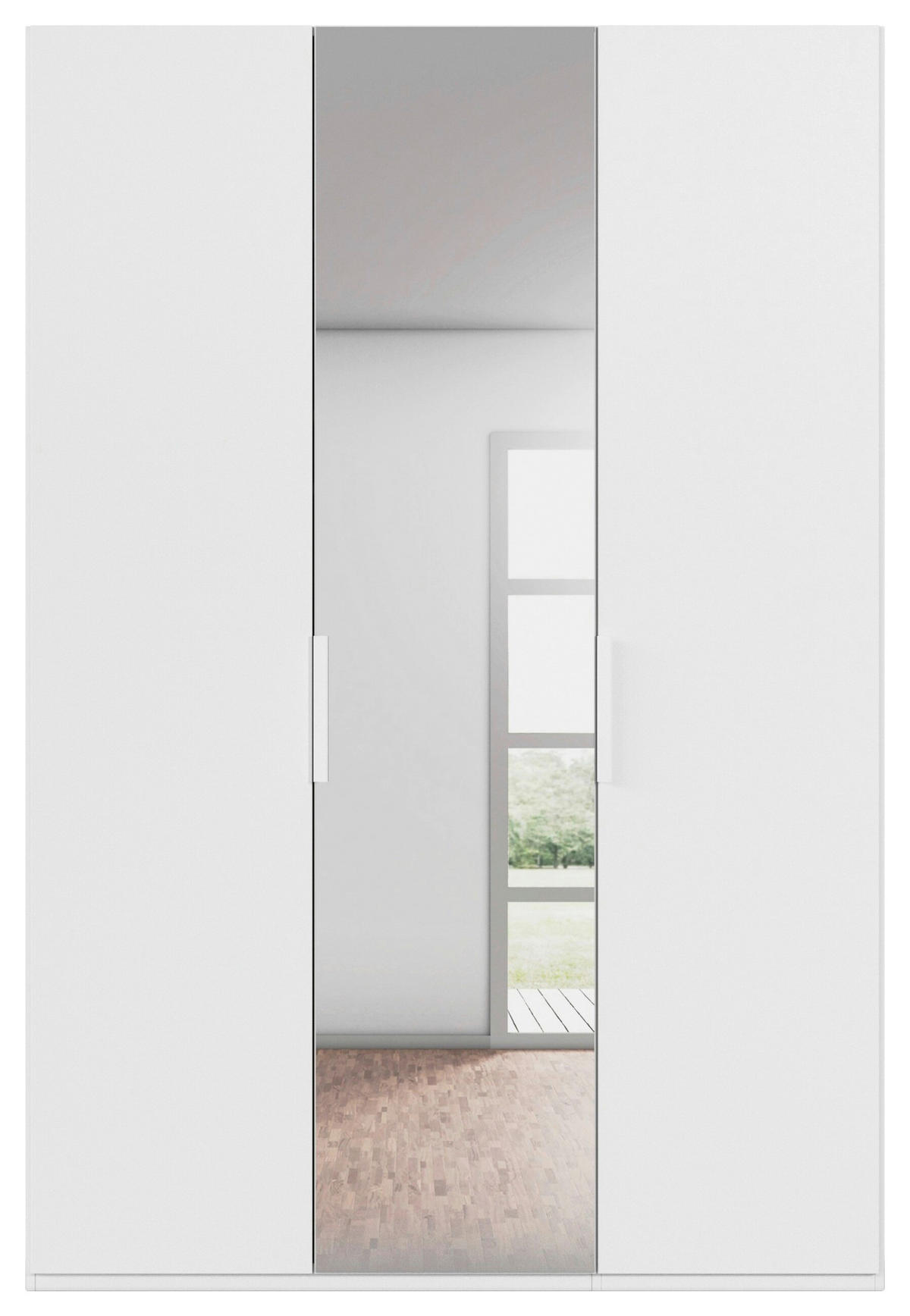 DREHTÜRENSCHRANK 151/235/61 cm,  in Weiß, 3-türig  - Weiß, Basics, Glas/Holzwerkstoff (151/235/61cm) - Novel