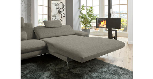 ECKSOFA in Velours Grau 284/184 cm - Schwarz/Grau, Design, Textil/Metall (284/184cm) - Dieter Knoll