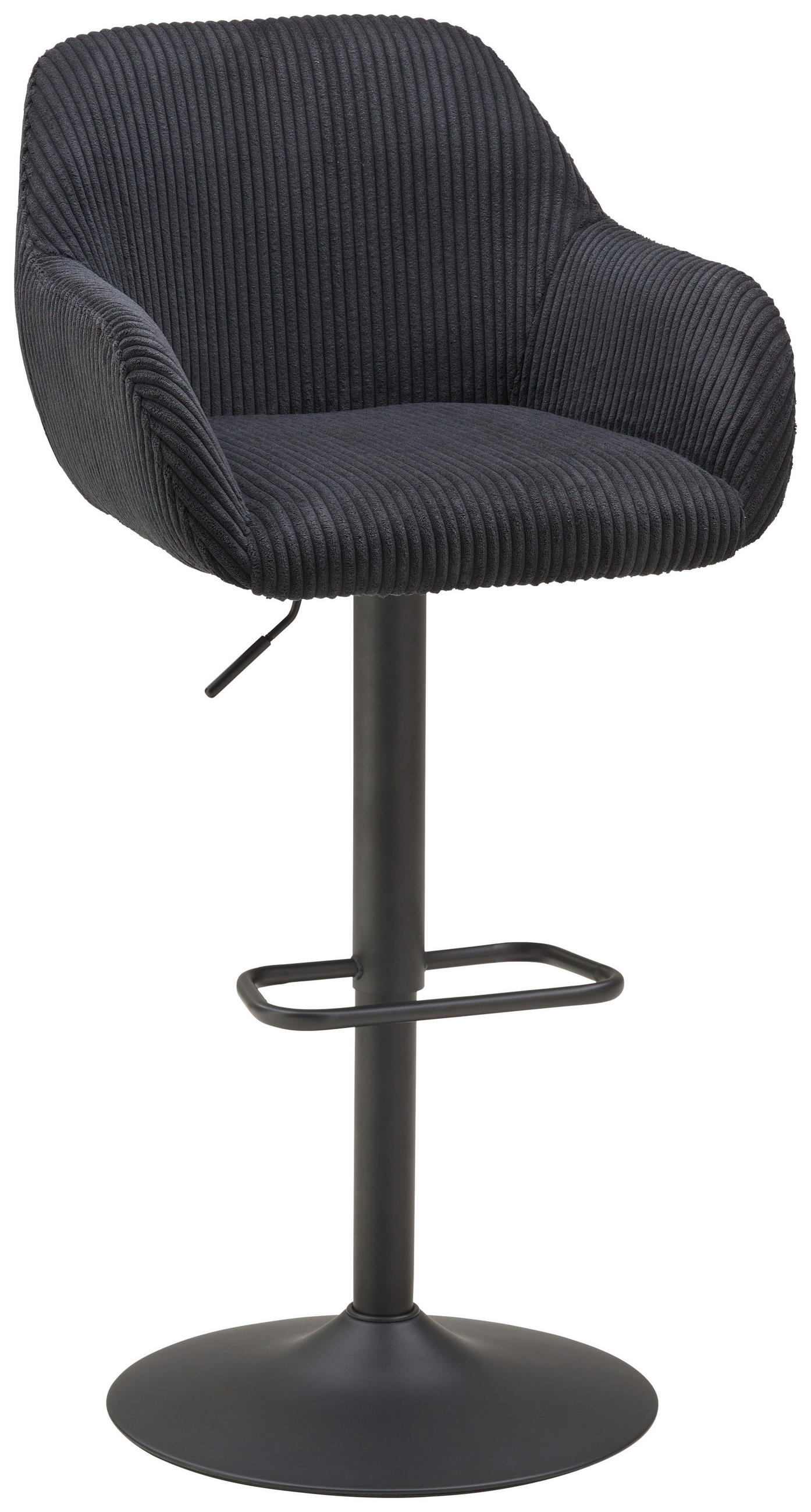 BARHOCKER Cord Schwarz Eisen inklusive Armlehnen  - Schwarz, LIFESTYLE, Textil/Metall (44/95-117/55cm) - Livetastic