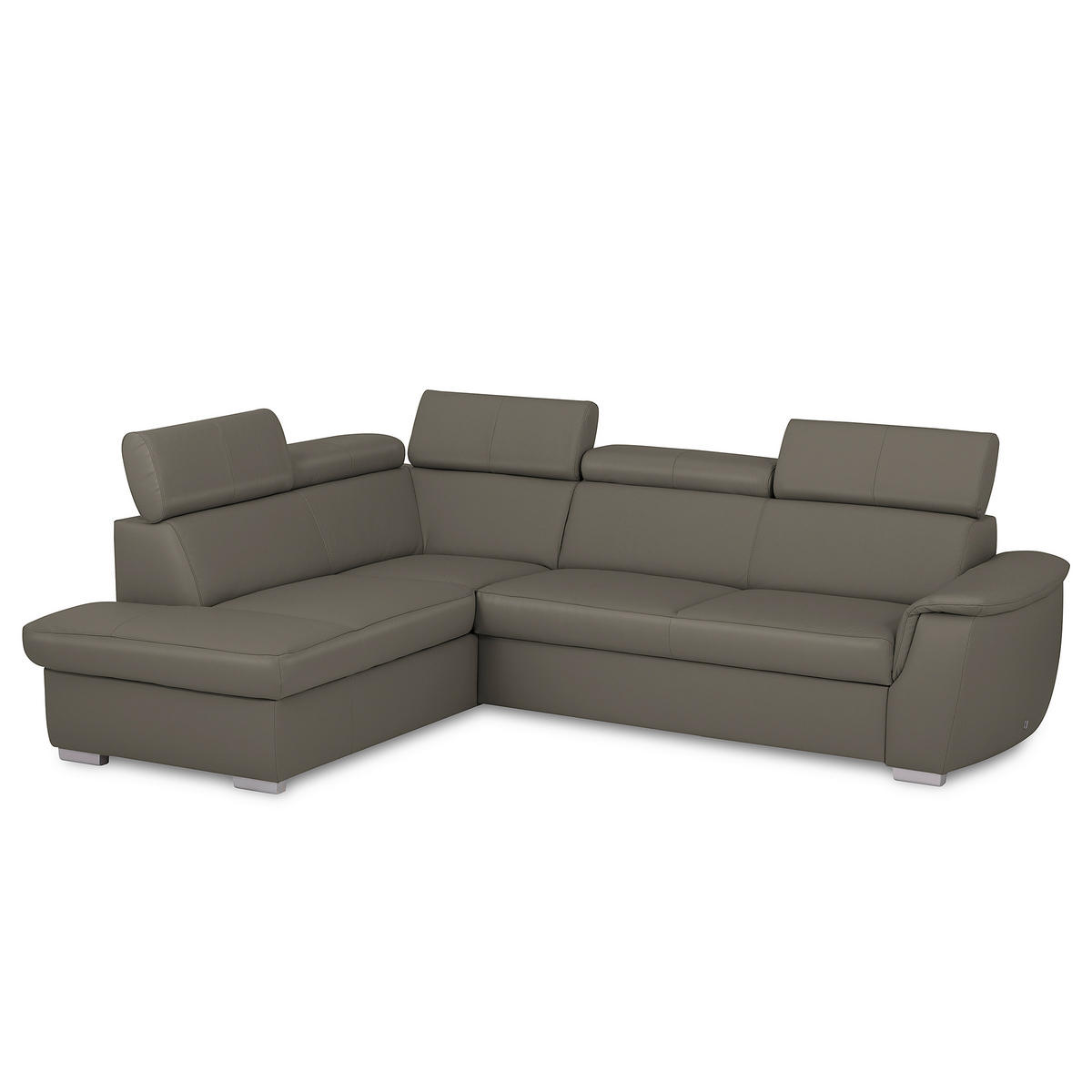 WOHNLANDSCHAFT  in Kombination Echtleder/Lederlook Schlammfarben  - Schlammfarben, Leder/Metall (211/262cm) - Celina Home