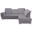 ECKSOFA Dunkelbraun Chenille  - Chromfarben/Dunkelbraun, KONVENTIONELL, Kunststoff/Textil (260/205cm) - Carryhome