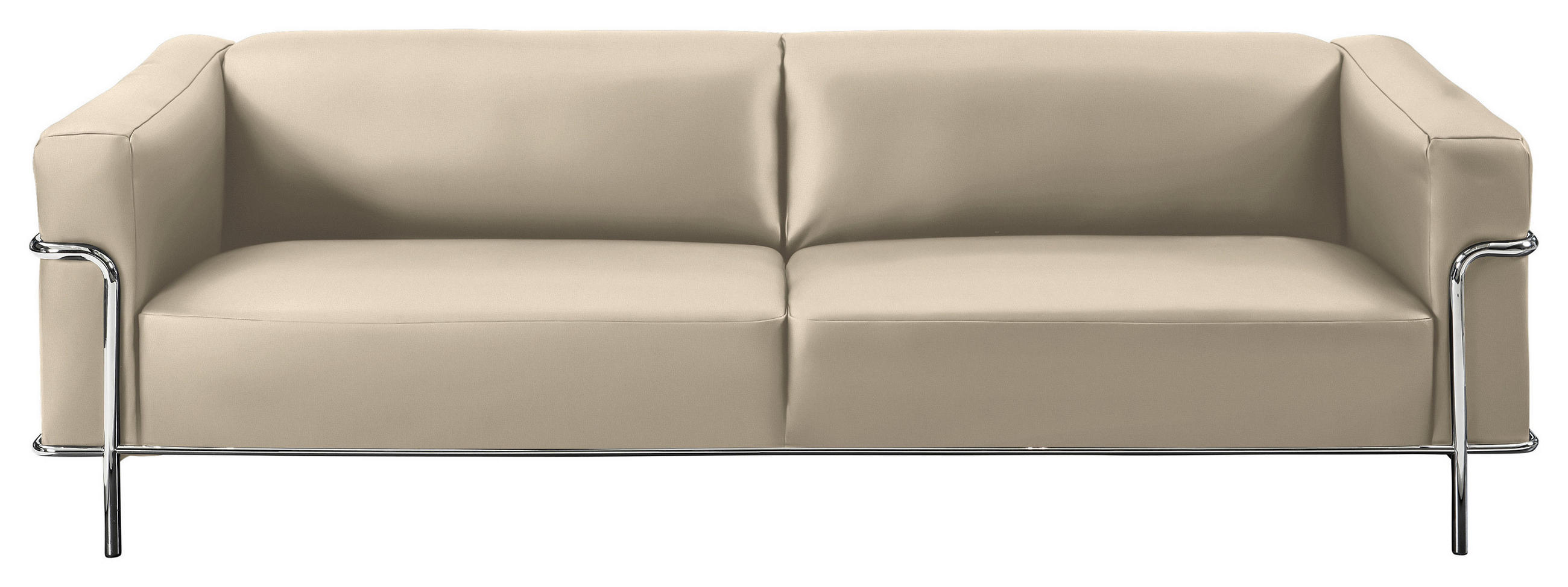 3-SITZER-SOFA in Echtleder Creme  - Chromfarben/Creme, Design, Leder/Metall (236/67/96cm) - Johann Jakob