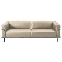 3-SITZER-SOFA in Echtleder Creme  - Chromfarben/Creme, Design, Leder/Metall (236/67/96cm) - Johann Jakob