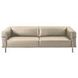 3-SITZER-SOFA Mandia in Echtleder Creme  - Chromfarben/Creme, Design, Leder/Metall (236/67/96cm) - Johann Jakob