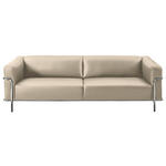 3-SITZER-SOFA in Echtleder Creme  - Chromfarben/Creme, Design, Leder/Metall (236/67/96cm) - Johann Jakob
