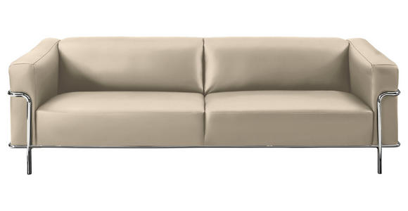 3-SITZER-SOFA Mandia in Echtleder Creme  - Chromfarben/Creme, Design, Leder/Metall (236/67/96cm) - Johann Jakob