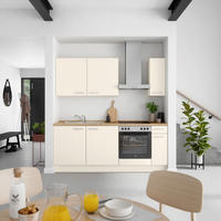 KÜCHENBLOCK Touch 210 cm  in Eichefarben, Magnolie  - Edelstahlfarben/Eichefarben, MODERN, Holzwerkstoff/Metall (210cm) - Nobilia
