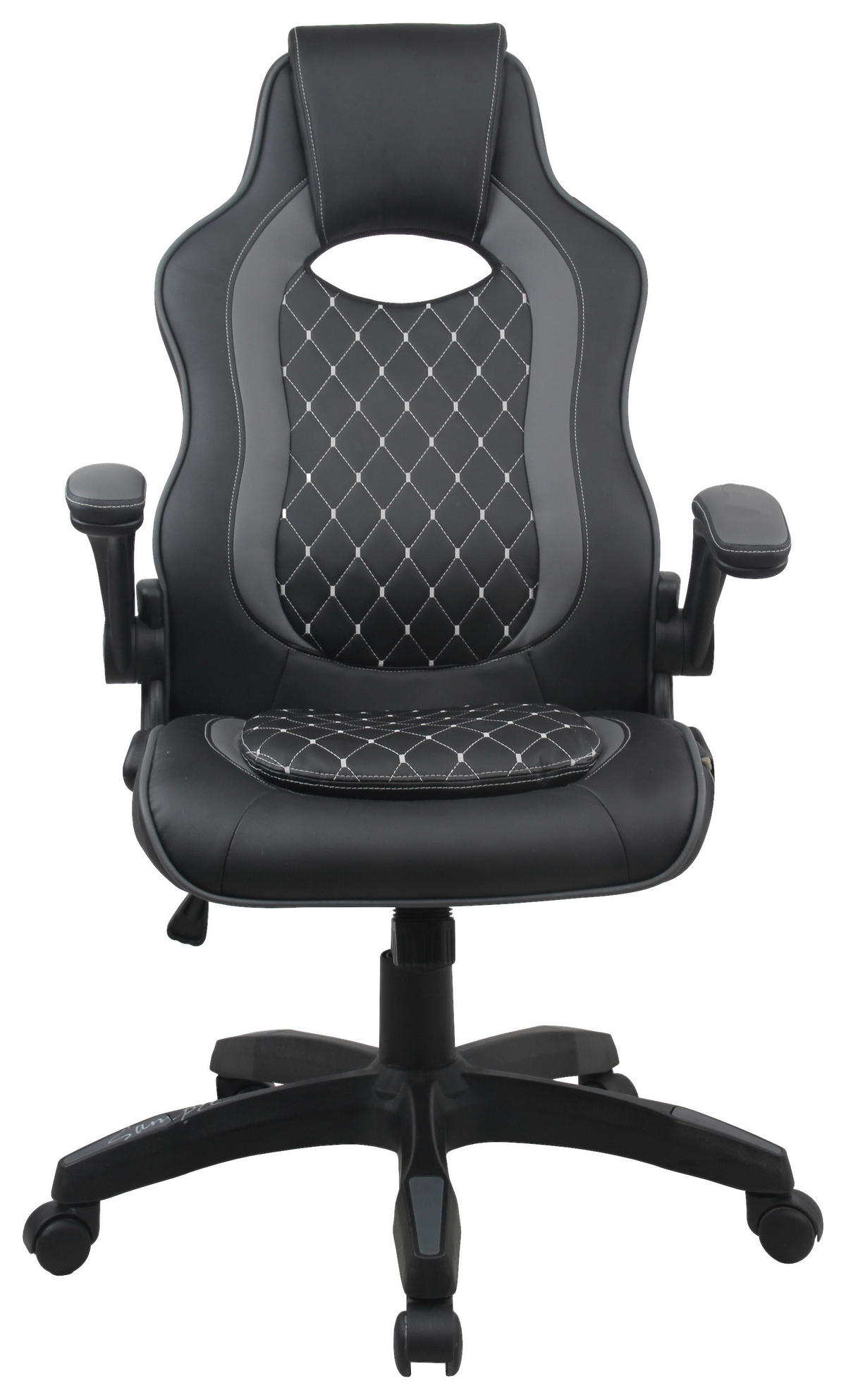 GAMINGSTUHL  in Lederlook Schwarz  - Hellgrau/Schwarz, MODERN, Kunststoff/Textil (69/111/71cm) - MID.YOU