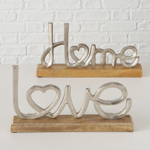 DEKOSCHRIFTZUG - Alufarben/Akaziefarben, Design, Holz/Metall - Ambia Home