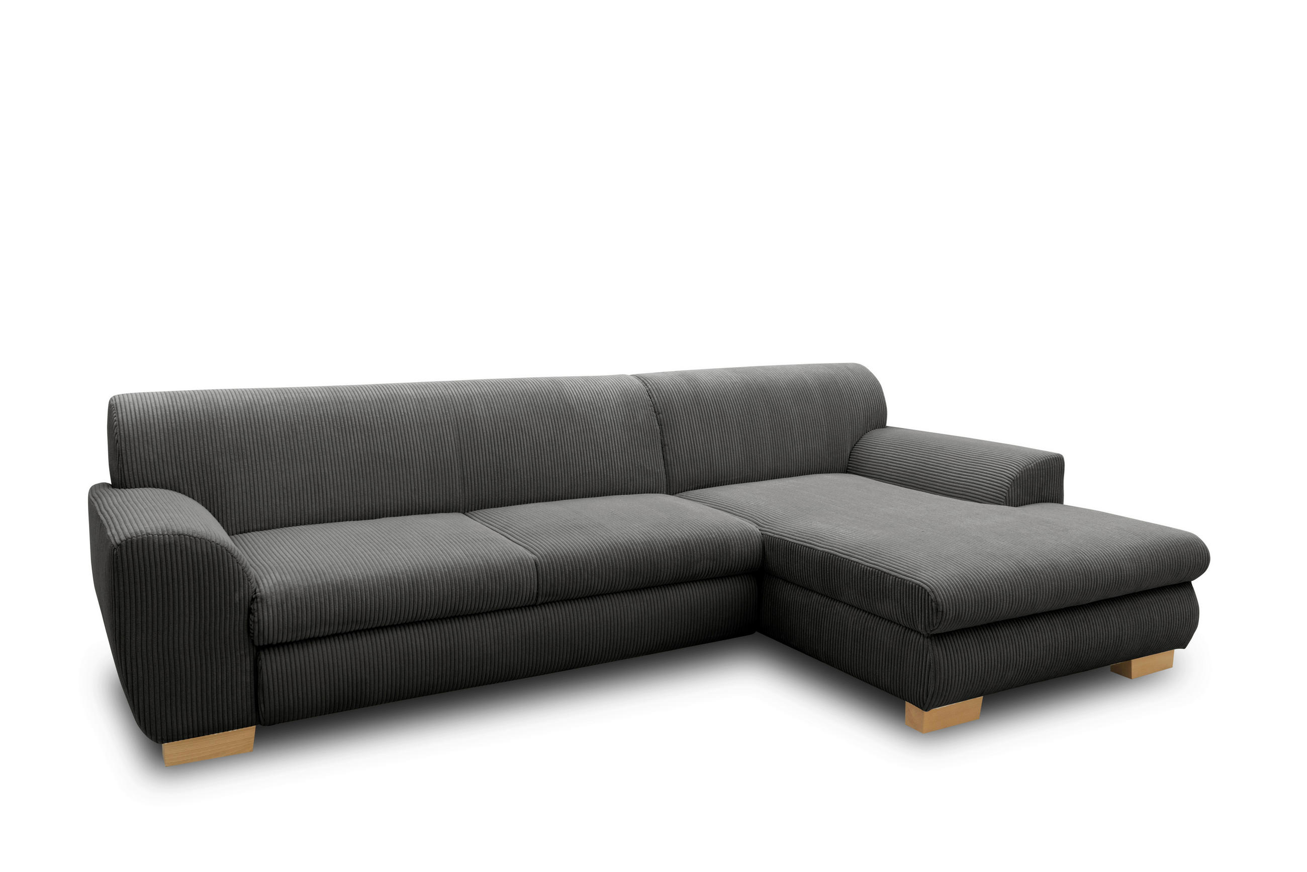 ECKSOFA NIKA Grau Webstoff  - Silberfarben/Grau, Basics, Holz/Textil (277/156cm) - MID.YOU