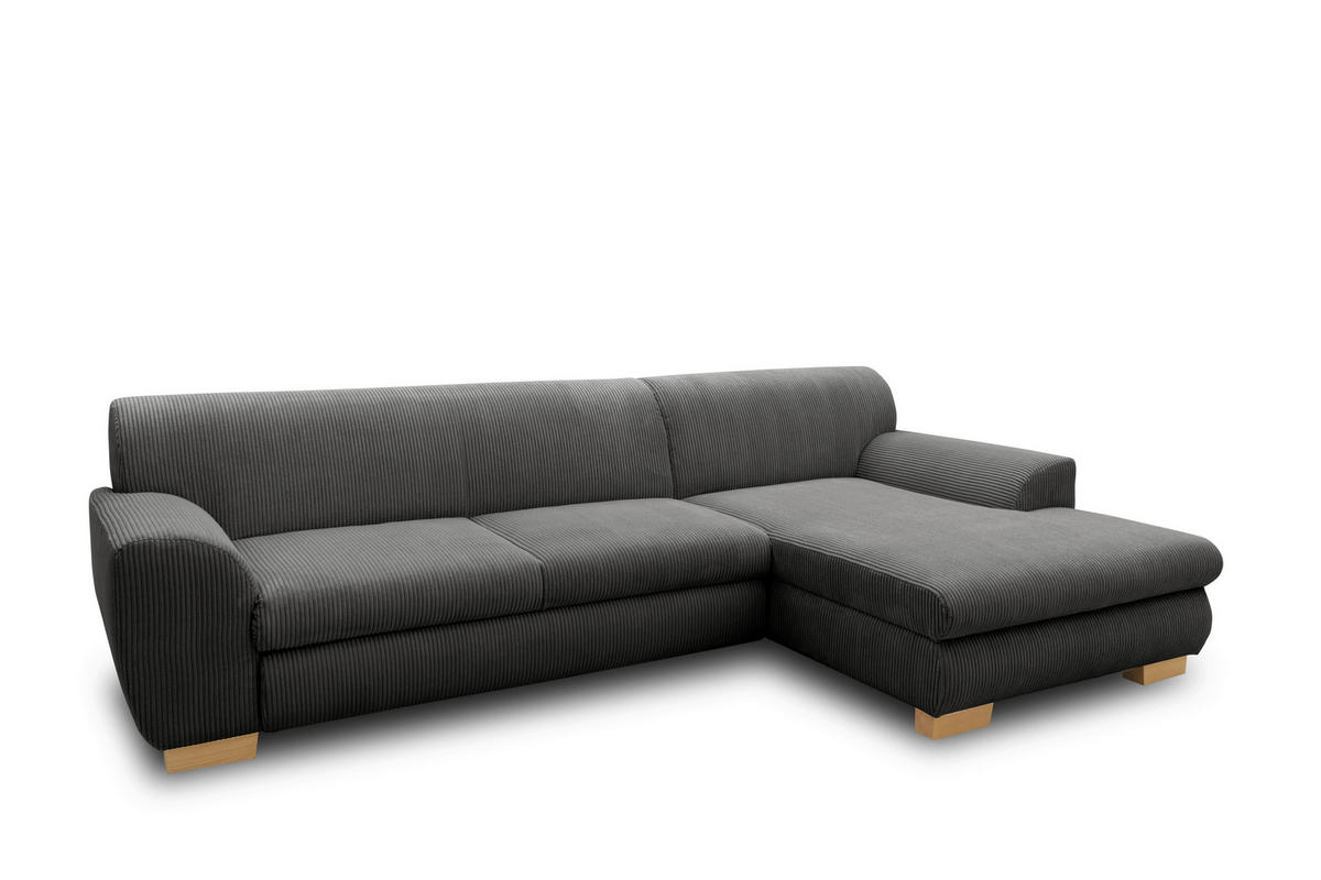 ECKSOFA NIKA Grau Webstoff  - Silberfarben/Grau, Basics, Holz/Textil (277/156cm) - MID.YOU