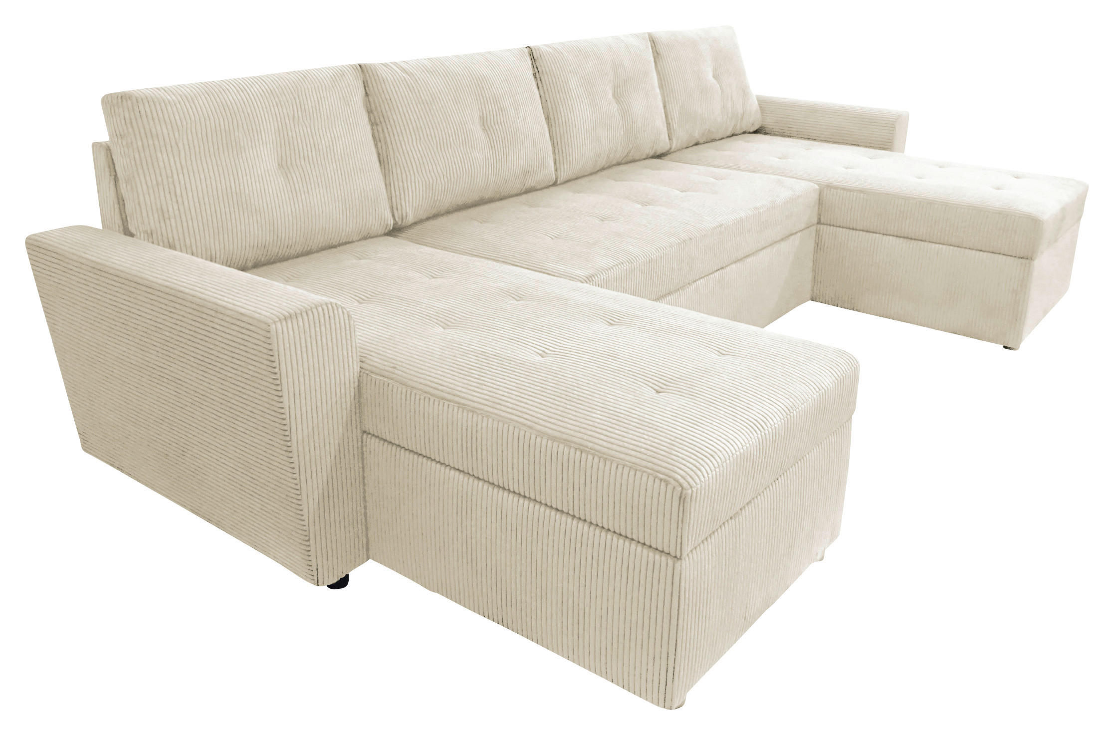 WOHNLANDSCHAFT in Cord Beige - Beige/Schwarz, Design, Kunststoff/Textil (155/294/155cm) - MID.YOU