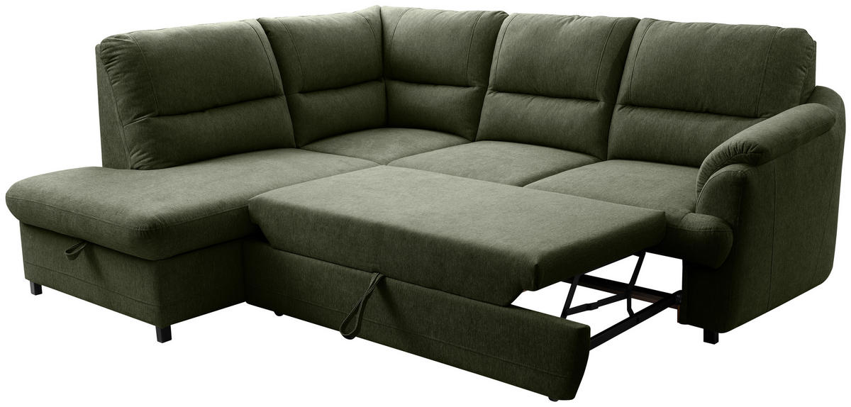 ECKSOFA Grün  - Greige/Schwarz, Basics, Holz/Textil (200/240cm) - MID.YOU