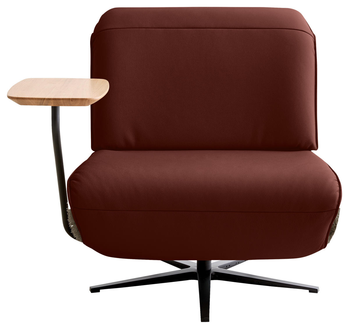 SESSEL Hochflor Echtleder Braun, Rot  - Rot/Schwarz, Design, Leder/Textil (84/65/91cm) - Koinor