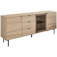 SIDEBOARD  200/80/40 cm 3 Schublade(n)  - Eichefarben/Schwarz, KONVENTIONELL, Glas/Holzwerkstoff (200/80/40cm) - Xora