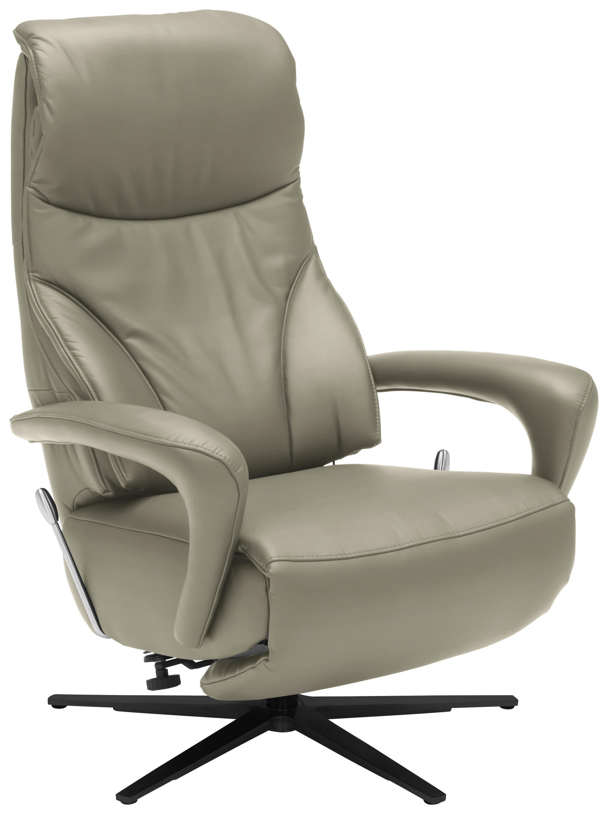 RELAXSESSEL in Leder Hellgrau  - Hellgrau/Schwarz, Design, Leder/Metall (75/106/88cm) - Dieter Knoll