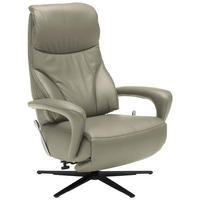 RELAXSESSEL in Leder Hellgrau  - Hellgrau/Schwarz, Design, Leder/Metall (75/106/88cm) - Dieter Knoll