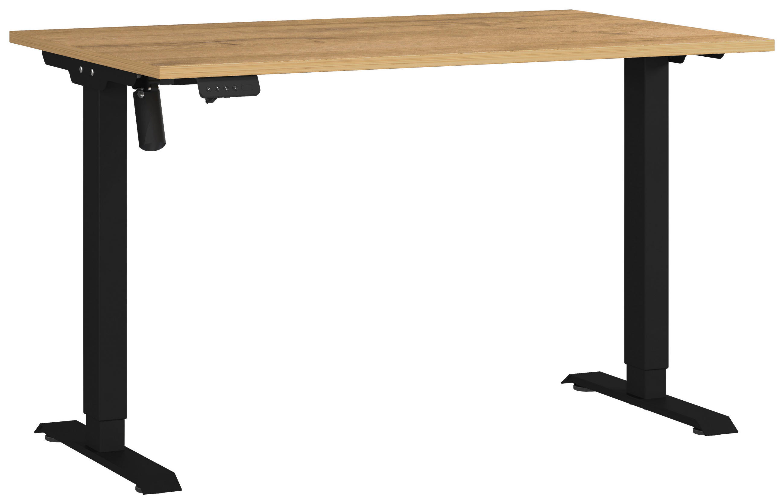 SCHREIBTISCH 120/80/71-119 cm  in Schwarz, Eichefarben  - Eichefarben/Schwarz, MODERN, Holzwerkstoff/Metall (120/80/71-119cm) - Germania