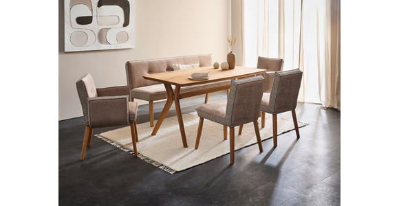 SITZBANK 157/88/63 cm  in Taupe, Hellbraun  - Taupe/Hellbraun, Design, Holz/Textil (157/88/63cm) - Linea Natura