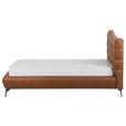 POLSTERBETT 180/200 cm,  in Cognac, gepolstertes Kopfteil,  - Cognac/Schwarz, Design, Leder/Metall (180/200cm) - Esposa