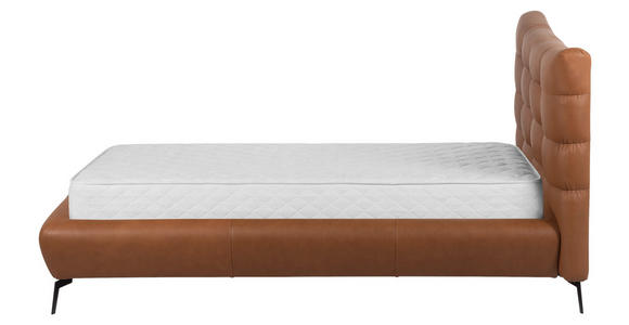POLSTERBETT 180/200 cm,  in Cognac, gepolstertes Kopfteil,  - Cognac/Schwarz, Design, Leder/Metall (180/200cm) - Esposa
