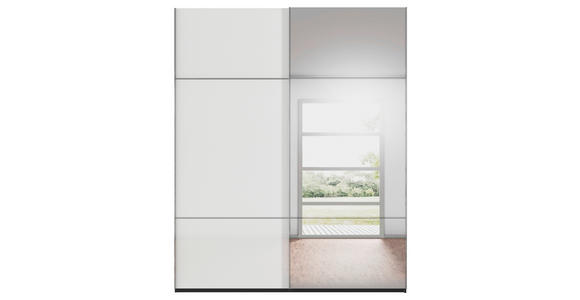 SCHWEBETÜRENSCHRANK 181/223/68 cm 2-türig Schwarz, Weiß  - Chromfarben/Schwarz, KONVENTIONELL, Glas/Holzwerkstoff (181/223/68cm) - Novel