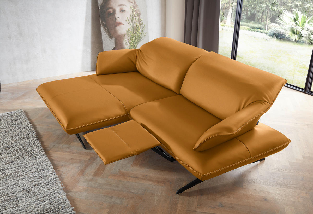 ECKSOFA in Echtleder Goldfarben  - Beige/Goldfarben, Design, Leder/Metall (169/252cm) - Koinor