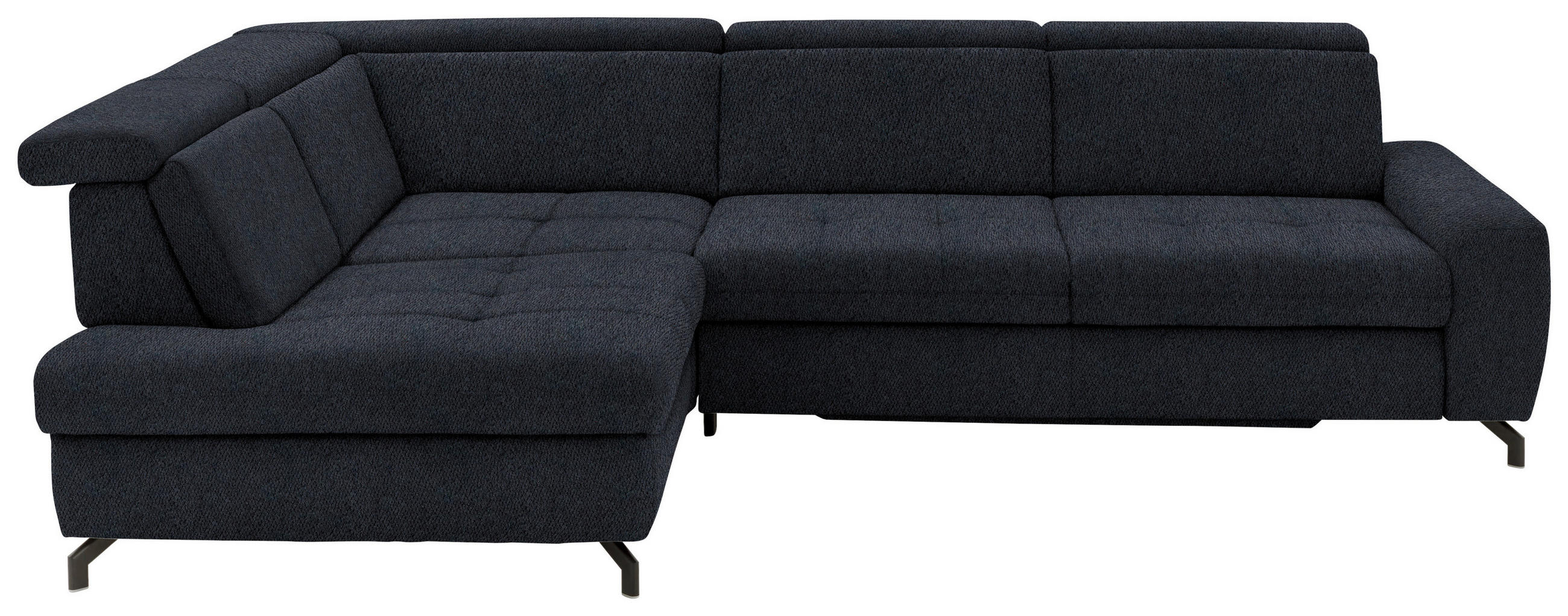 ECKSOFA in Chenille Schwarz  - Schwarz, Design, Textil/Metall (220/310cm) - Beldomo Style