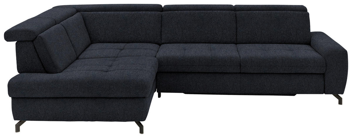 ECKSOFA in Chenille Schwarz  - Schwarz, Design, Textil/Metall (220/310cm) - Beldomo Style