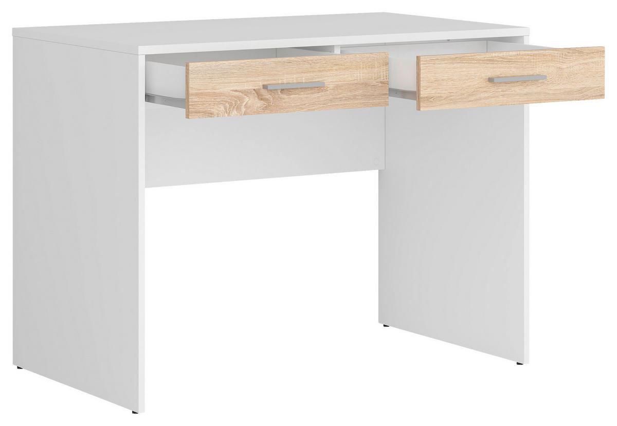 SCHREIBTISCH 100/59/76 cm  in Weiß, Sonoma Eiche, Eichefarben  - Eichefarben/Silberfarben, Design, Holzwerkstoff/Kunststoff (100/59/76cm)