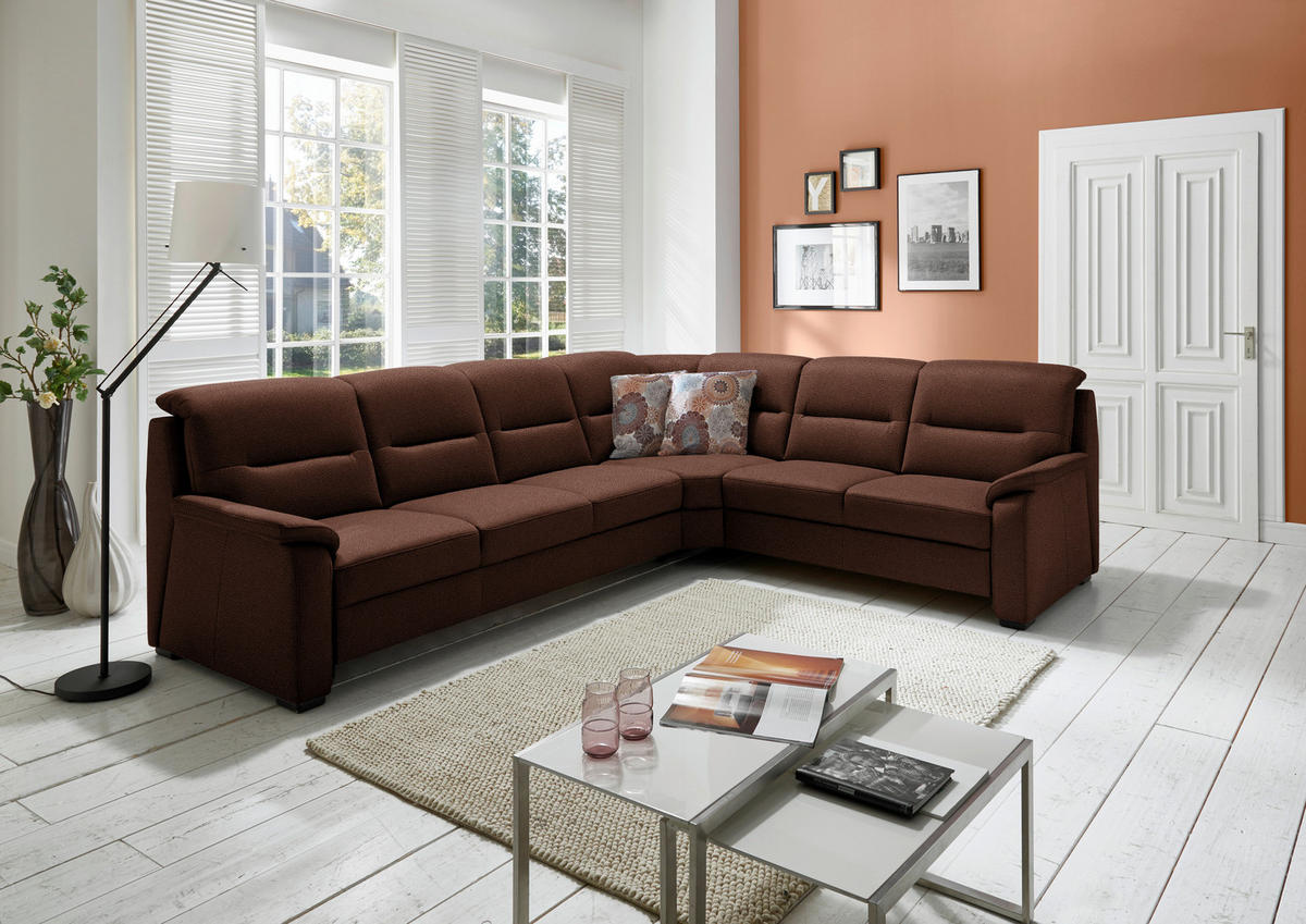 ECKSOFA in Mikrofaser Braun  - Schwarz/Braun, Konventionell, Holz/Textil (303/245cm) - Beldomo Comfort