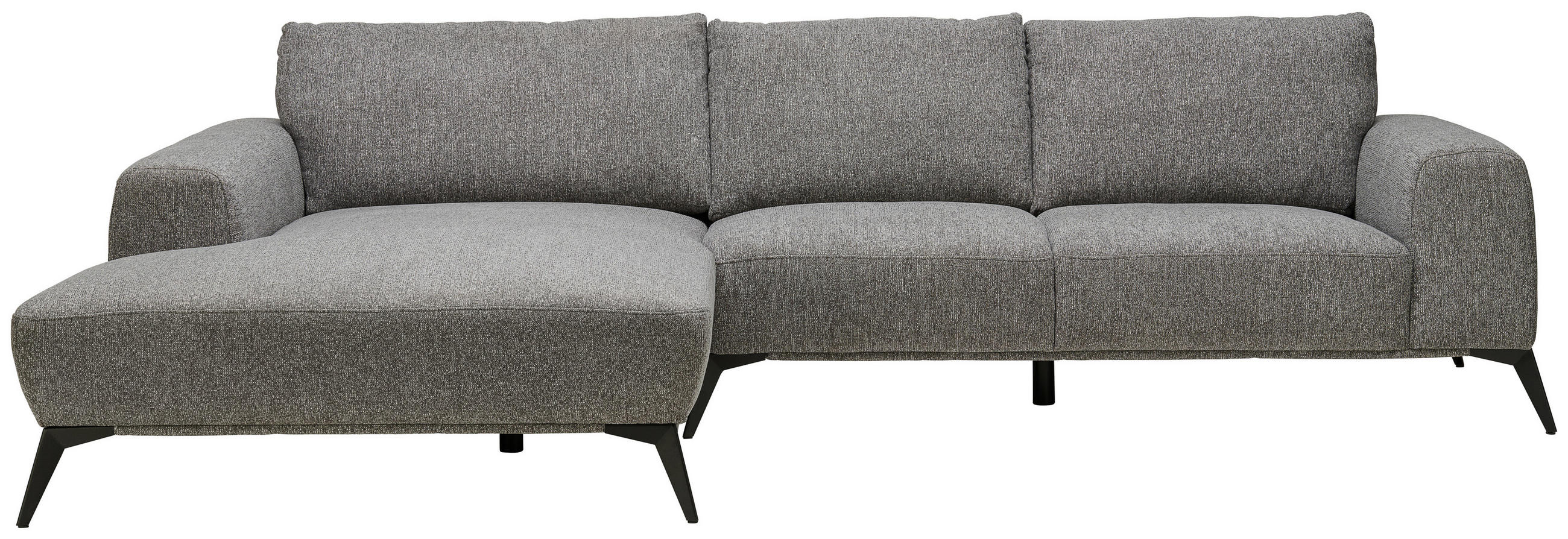 ECKSOFA Webstoff Grau  - Schwarz/Grau, Design, Textil/Metall (187/298cm) - Stylife