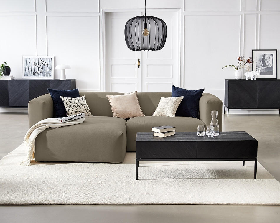 ECKSOFA in Struktur Dunkelgrau  - Dunkelgrau, Modern, Textil (255/72/160cm) - Trendmanufaktur
