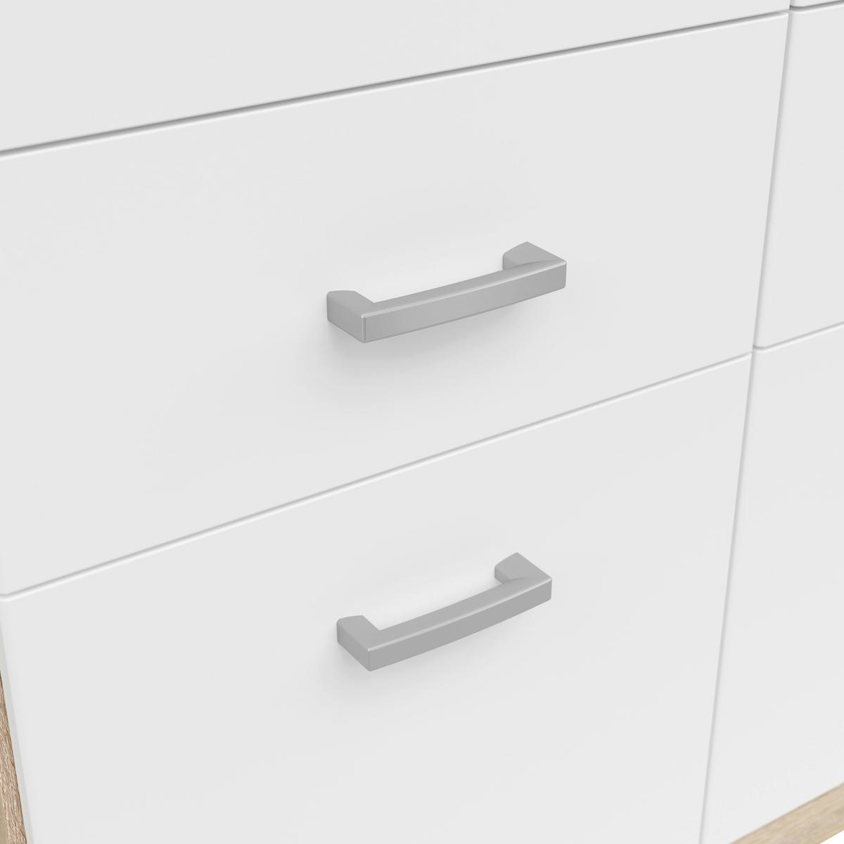 KLEIDERSCHRANK 181/199/58 cm 4-türig Weiß, Sonoma Eiche  - Silberfarben/Weiß, KONVENTIONELL, Glas/Holzwerkstoff (181/199/58cm) - Boxxx