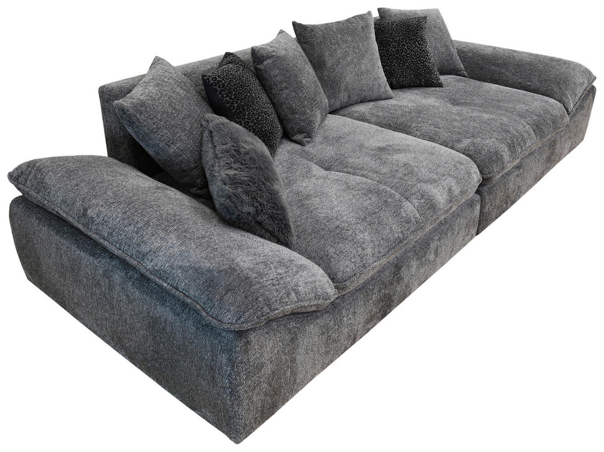 BIGSOFA Chenille Anthrazit  - Anthrazit/Schwarz, Trend, Textil (310/76-90/124cm) - MID.YOU