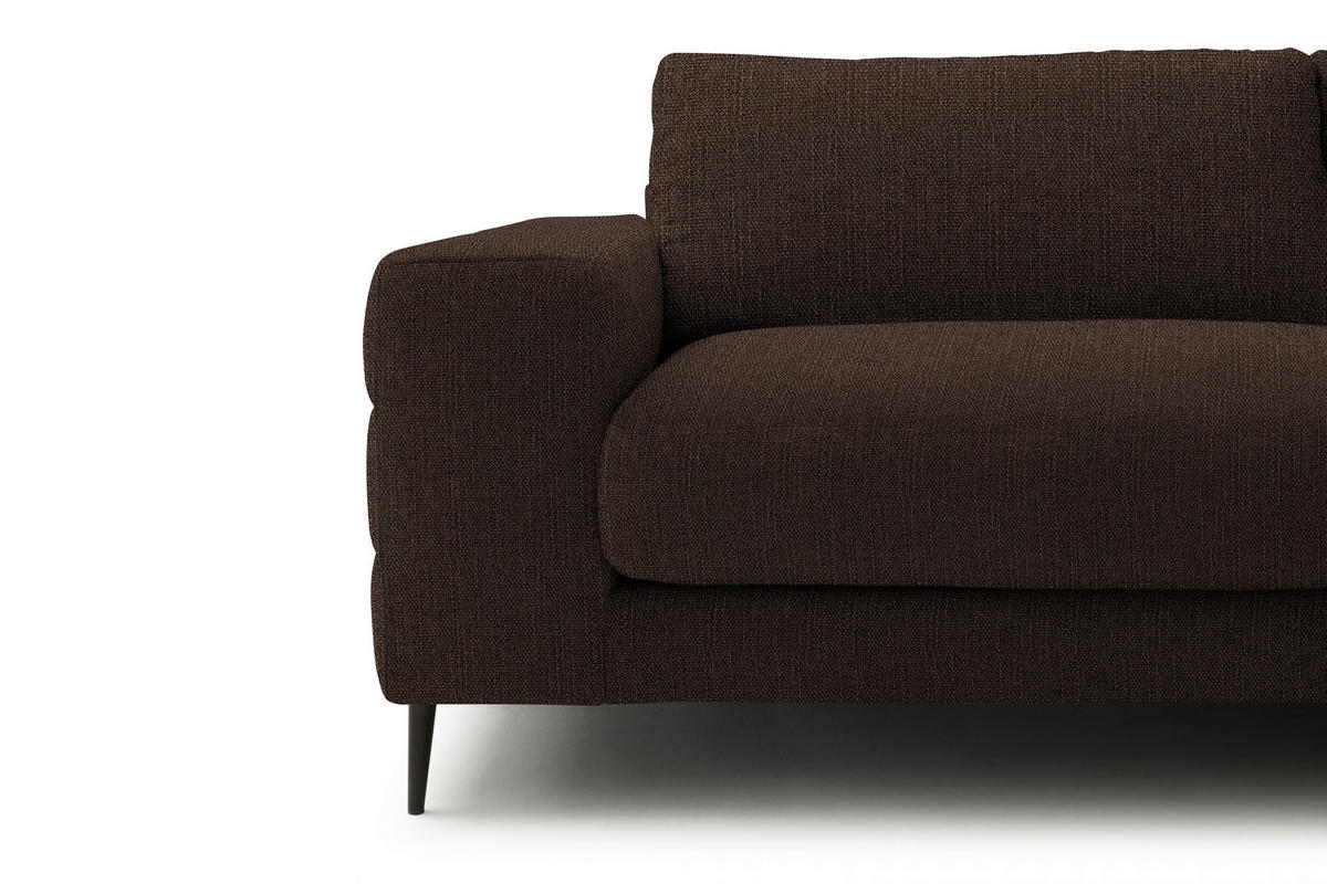ECKSOFA in Flachgewebe Dunkelbraun  - Dunkelbraun/Schwarz, Design, Textil/Metall (253/177cm) - Dieter Knoll