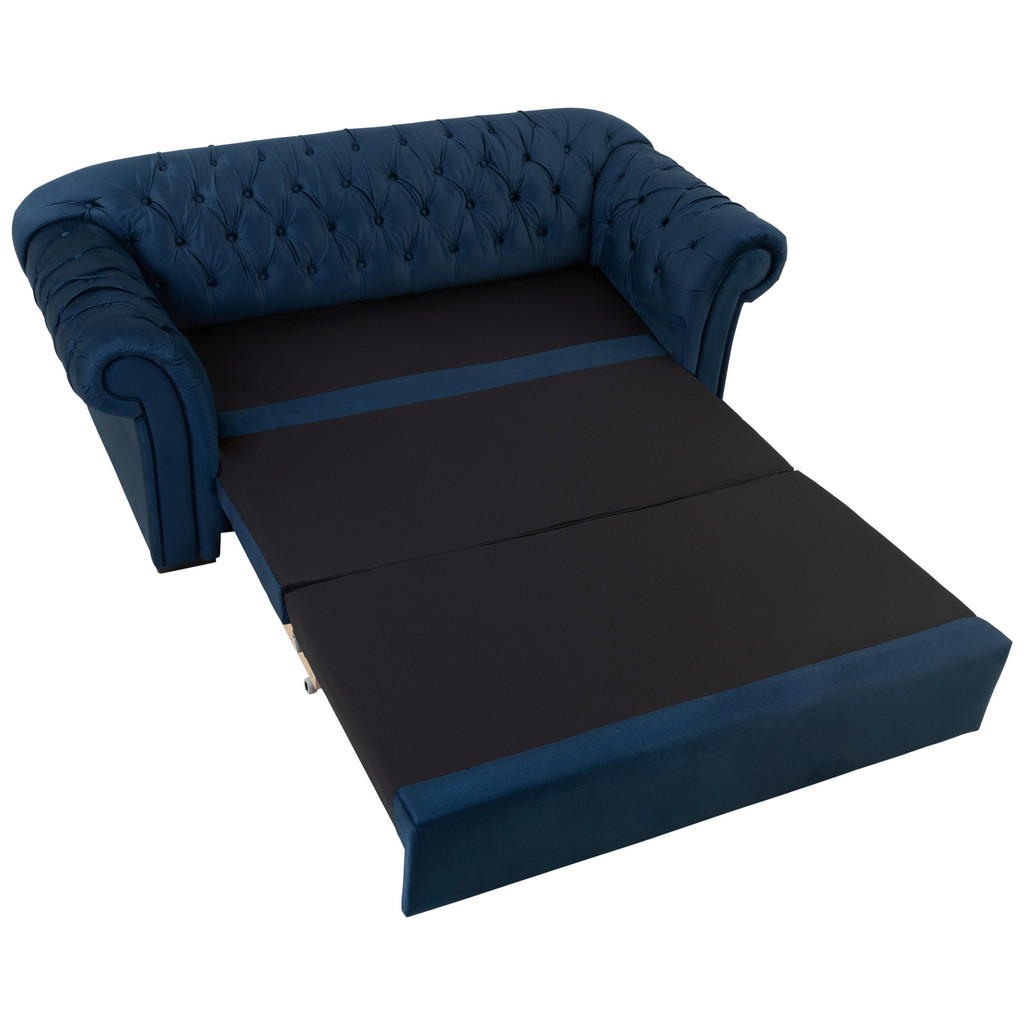 Thumbnail - Mid.you Schlafsofa, Dunkelblau, Textil, Buche, vollmassiv, 2-Sitzer, Füllung: Silikon, Schaumstoffflocken, 213x86x99 cm,...