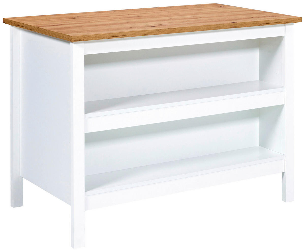 KÜCHENINSEL   in Weiß, Eiche Artisan  - Silberfarben/Weiß, MODERN, Holzwerkstoff/Metall (124/91/75cm) - home24