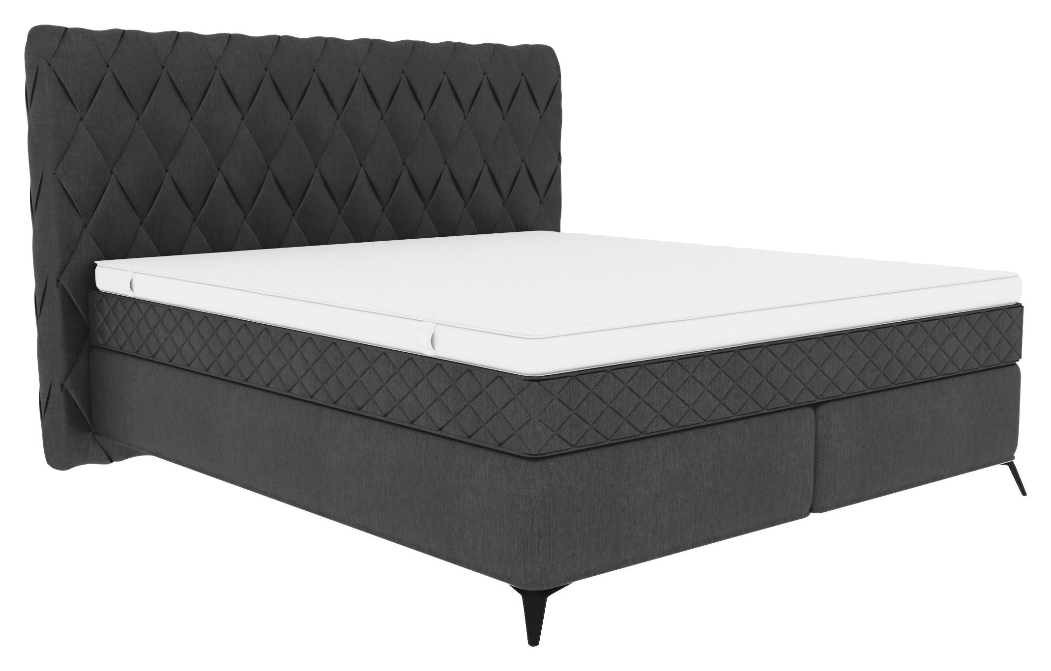 BOXSPRINGBETT 180/200 cm  in Anthrazit  - Anthrazit/Schwarz, Design, Textil/Metall (180/200cm) - Boxxx