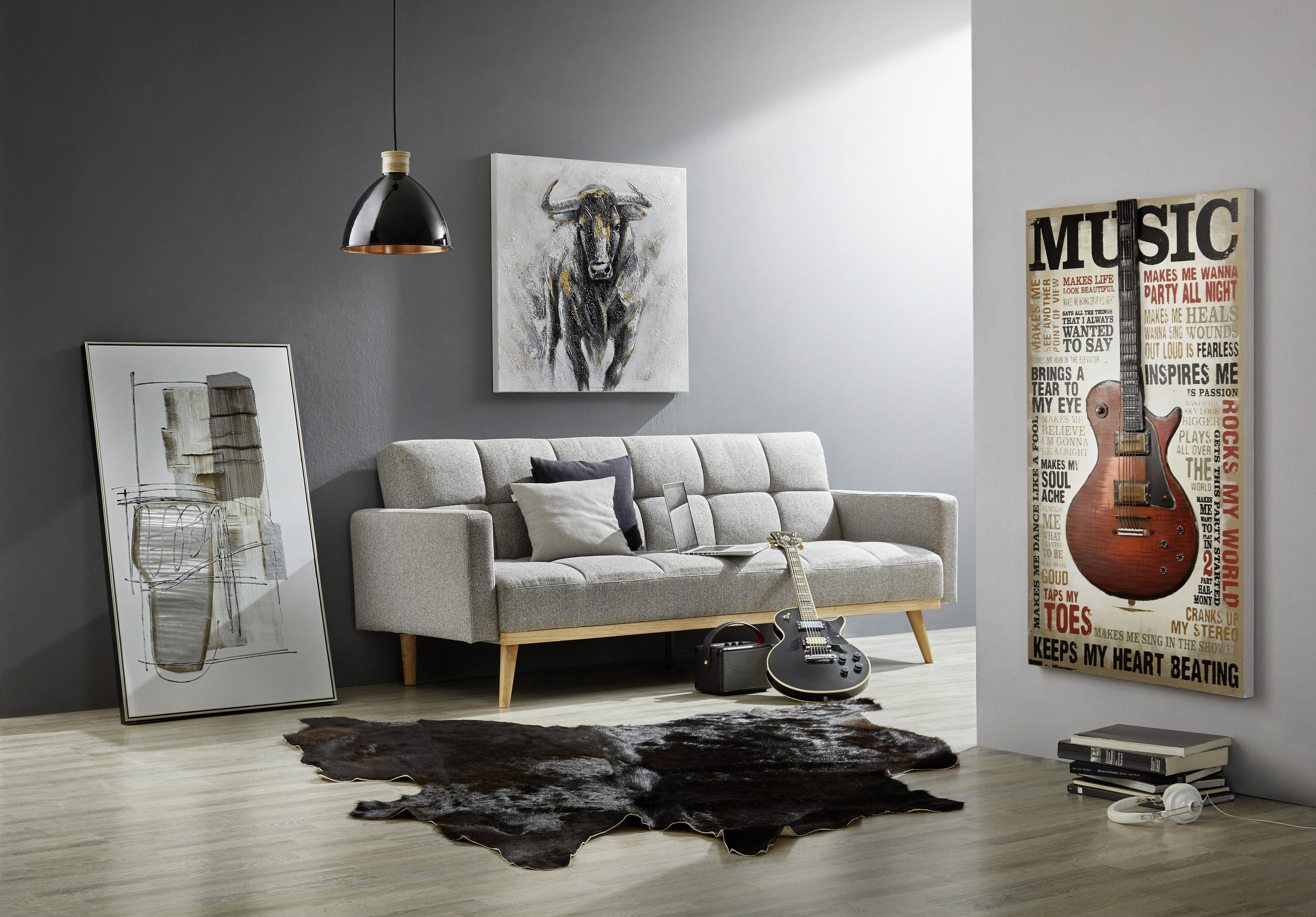 METALLBILD Musik 70/120 cm  - Rot/Schwarz, Trend, Holz/Textil (70/120cm) - Monee